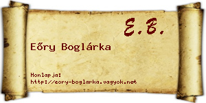 Eőry Boglárka névjegykártya